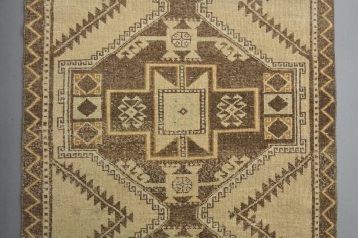 vintage turkish beige runner rug anatolia 1960s 5