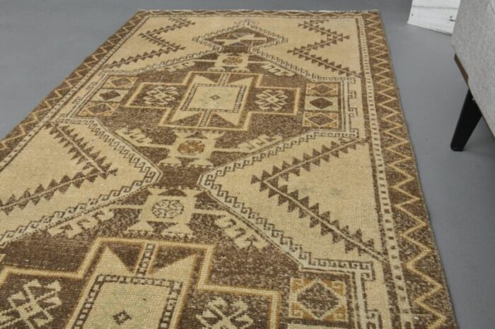 vintage turkish beige runner rug anatolia 1960s 6