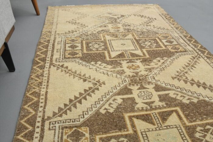 vintage turkish beige runner rug anatolia 1960s 7