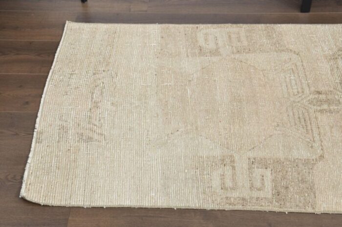 vintage turkish beige tan wool oushak runner rug 1960s 6