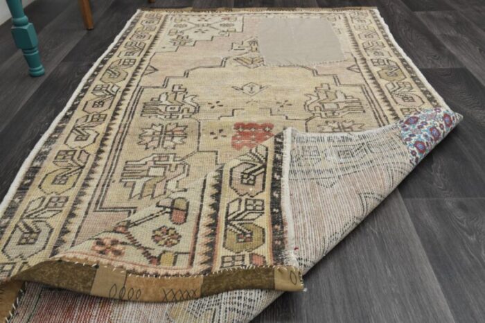 vintage turkish beige wool area rug 1960s 10