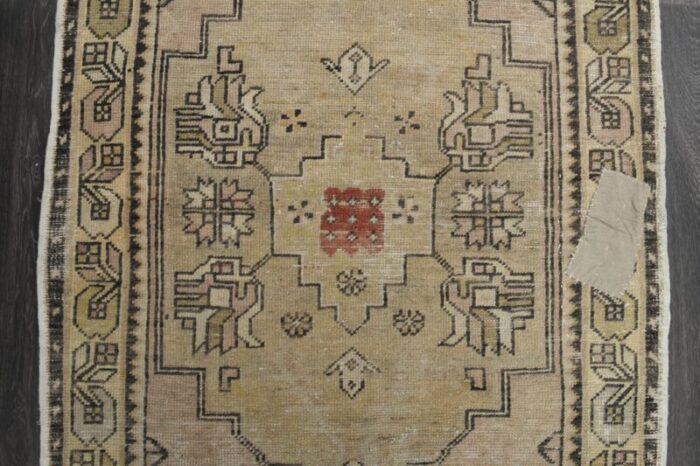 vintage turkish beige wool area rug 1960s 5