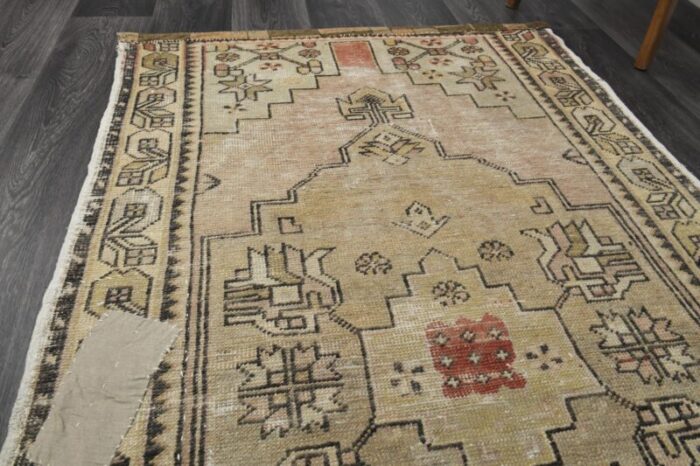 vintage turkish beige wool area rug 1960s 6