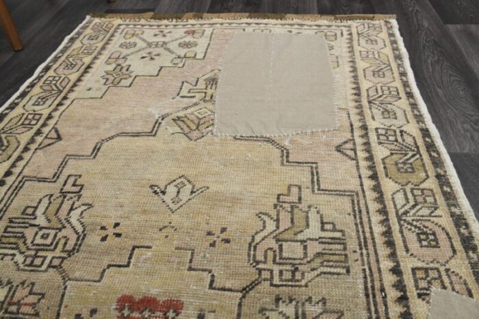 vintage turkish beige wool area rug 1960s 7