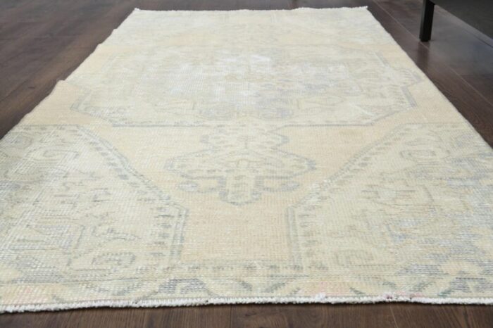 vintage turkish beige wool area rug anatolian 1960s 2