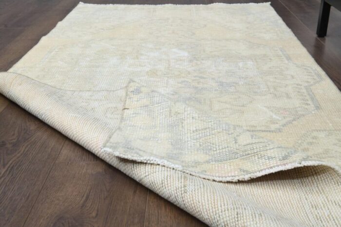 vintage turkish beige wool area rug anatolian 1960s 3