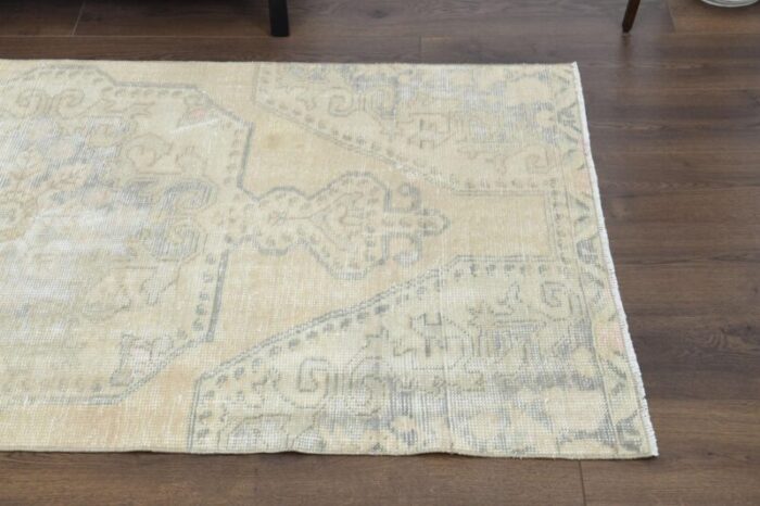 vintage turkish beige wool area rug anatolian 1960s 4