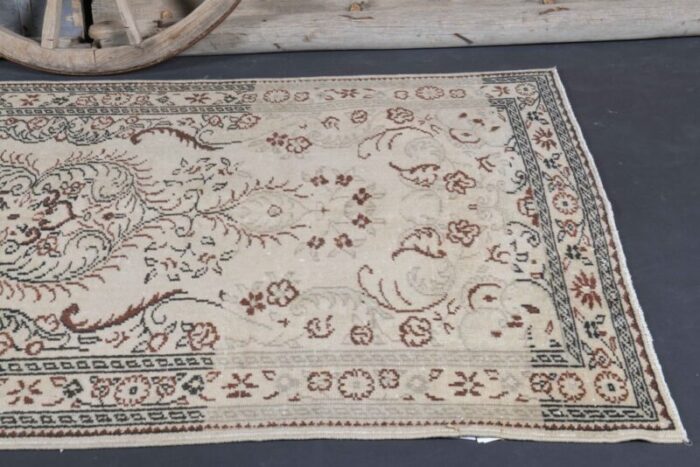 vintage turkish beige wool oushak rug 10