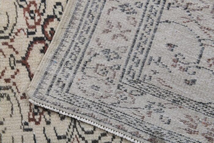 vintage turkish beige wool oushak rug 5