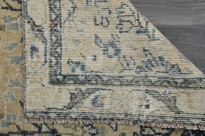 vintage turkish beige wool oushak runner rug 1960s 9