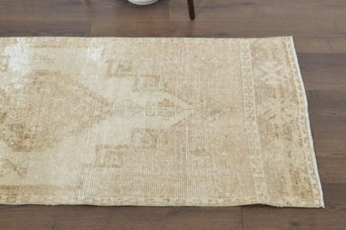 vintage turkish beige wool runner 1960s 4