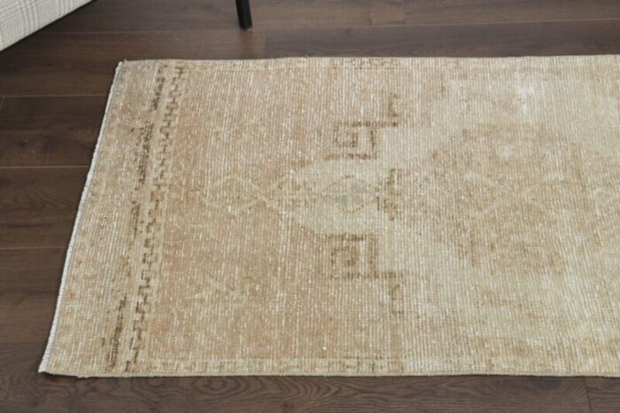 vintage turkish beige wool runner 1960s 6