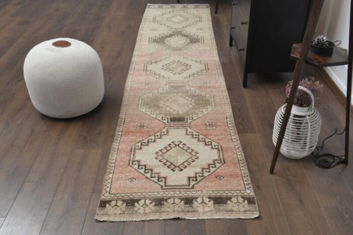 vintage turkish beige wool runner 1970s 1