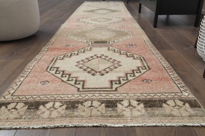 vintage turkish beige wool runner 1970s 3