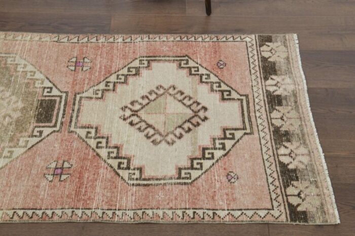 vintage turkish beige wool runner 1970s 4