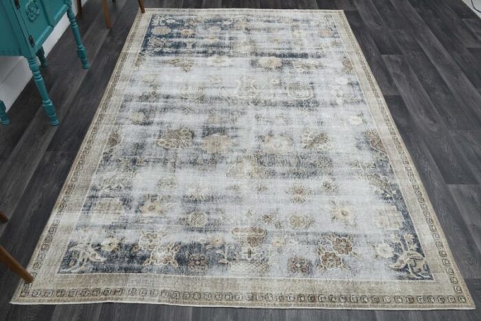 vintage turkish blue area rug 1