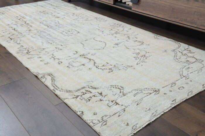 vintage turkish bohemian oushak runner rug in wool 4