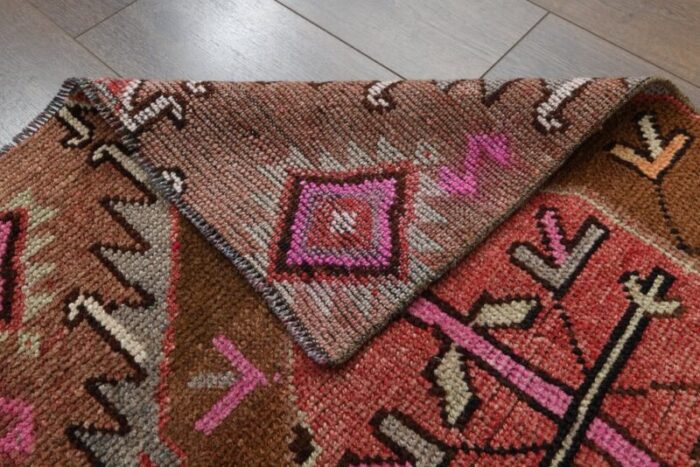 vintage turkish brown and pink rug 1960s 6