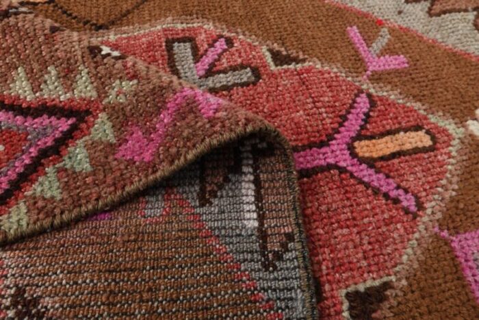 vintage turkish brown and pink rug 1960s 9