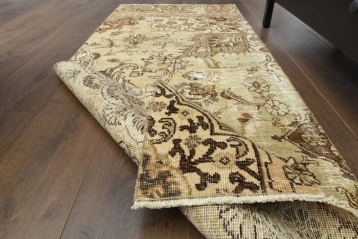 vintage turkish brown floral runner rug anatolia 1960s 3