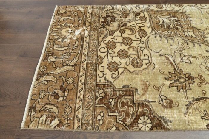 vintage turkish brown floral runner rug anatolia 1960s 5