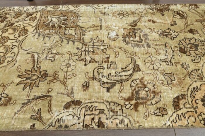 vintage turkish brown floral runner rug anatolia 1960s 9