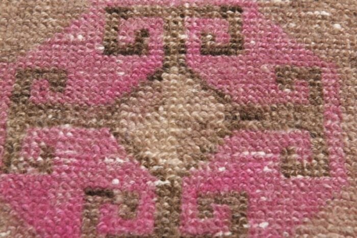 vintage turkish brown pink wool kilim rug 5