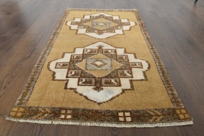 vintage turkish brown white faded orange rug 10