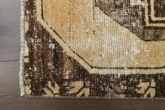 vintage turkish brown wool runner rug 1960s 6