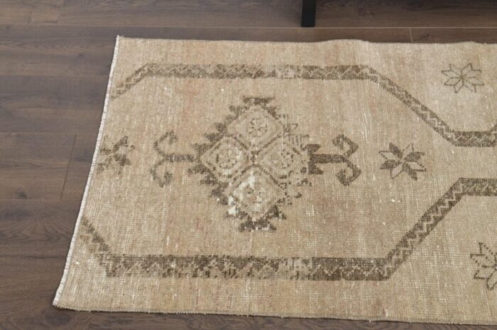 vintage turkish faded beige wool runner anatolia 1960s 6