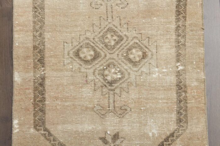 vintage turkish faded beige wool runner anatolia 1960s 8