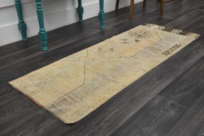 vintage turkish faded orange runner rug 1960s 2 1