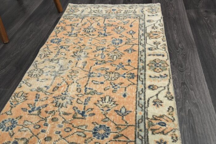 vintage turkish faded orange runner rug 1960s 5