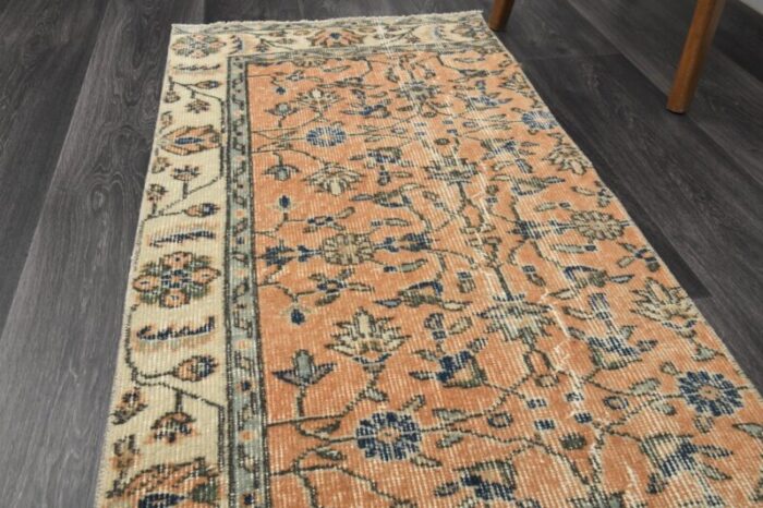 vintage turkish faded orange runner rug 1960s 6