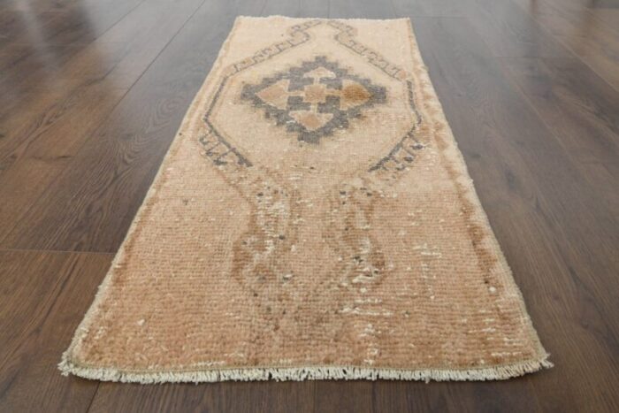 vintage turkish faded orange wool handmade rug 10