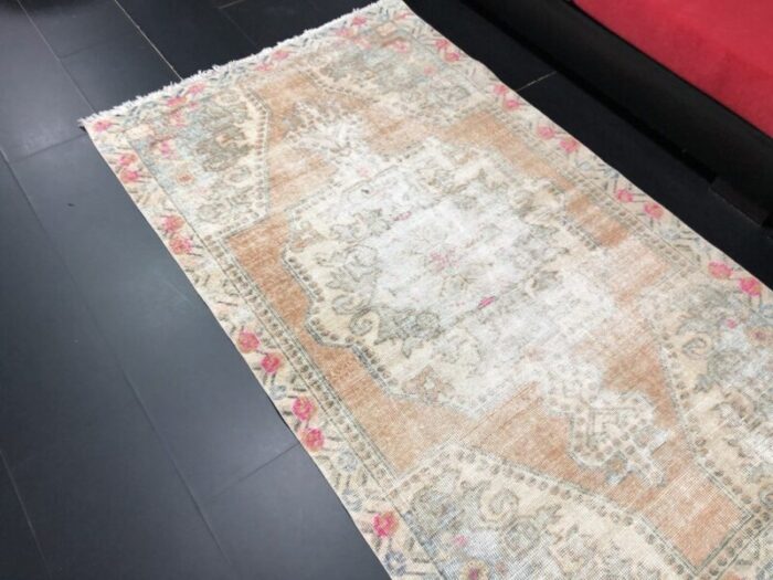 vintage turkish faded oushak area rug 6