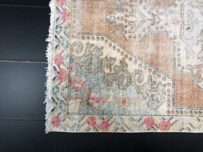 vintage turkish faded oushak area rug 8