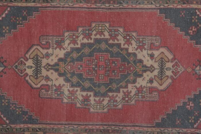 vintage turkish faded red oushak rug 6