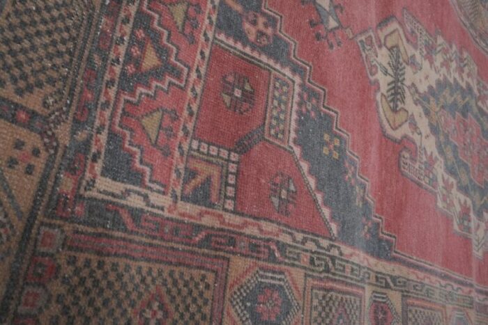 vintage turkish faded red oushak rug 8