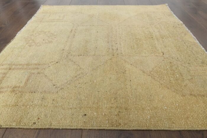 vintage turkish faded yellow geometric oushak rug anatolian 10