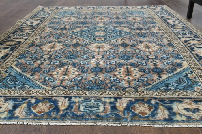 vintage turkish floral wool area rug anatolian 1960s 2