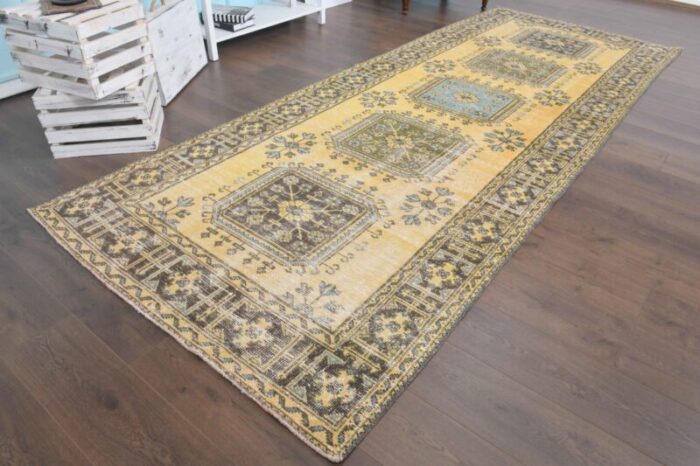 vintage turkish gold runner rug 10