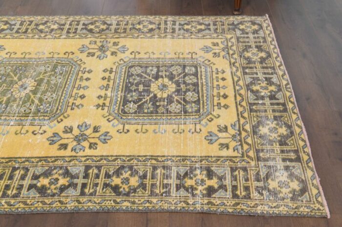 vintage turkish gold runner rug 5