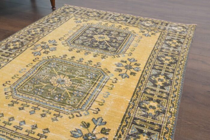 vintage turkish gold runner rug 6