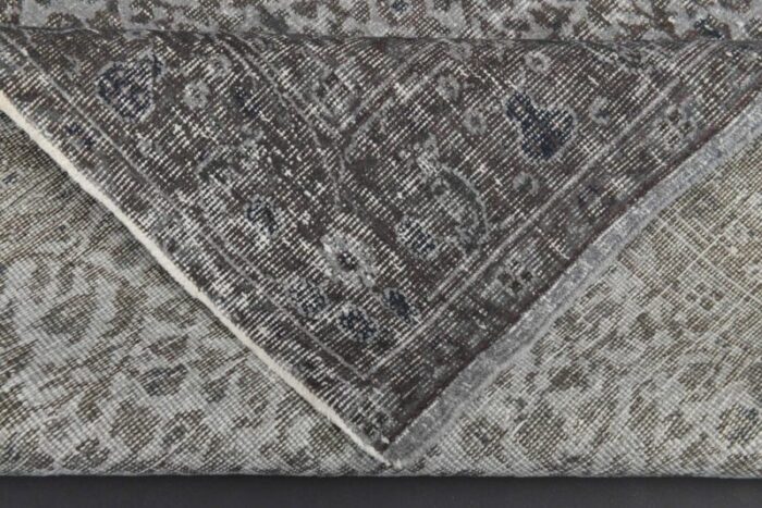 vintage turkish gray brown wool on cotton rug 9