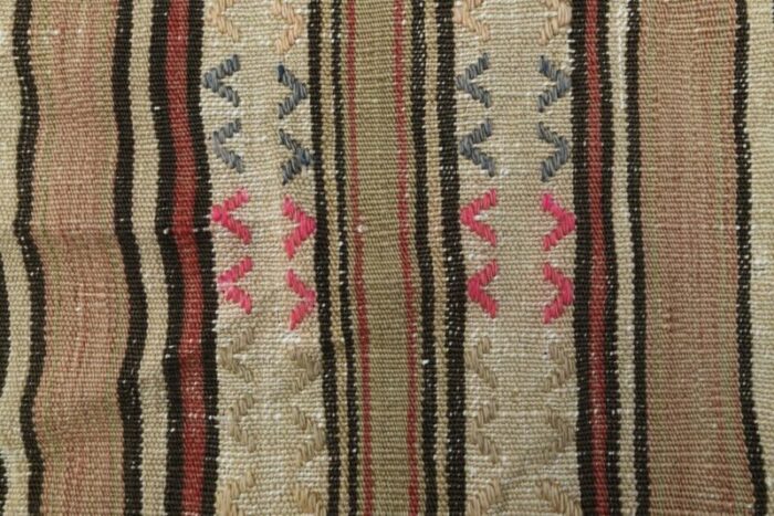 vintage turkish green beige striped rug 1960s 7