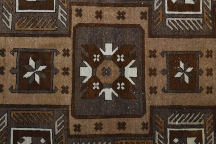 vintage turkish hand knotted brown oushak kilim runner rug 5