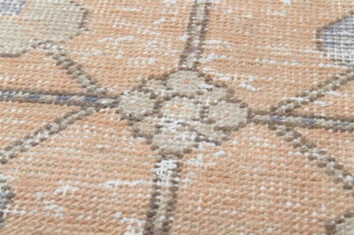 vintage turkish handmade oushak runner rug in pale orange 9