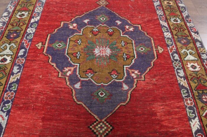 vintage turkish handmade red runner rug 3 1