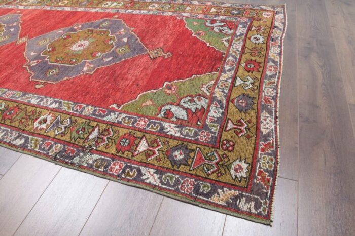 vintage turkish handmade red runner rug 3